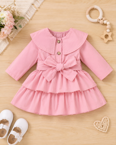 Baby Girls Pink Long Sleeve Bow Dress – SHEIN Fast Delivery in 5 Days