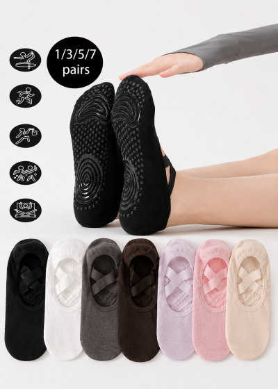 Non Slip Yoga Ballet Socks Multi Color Pack