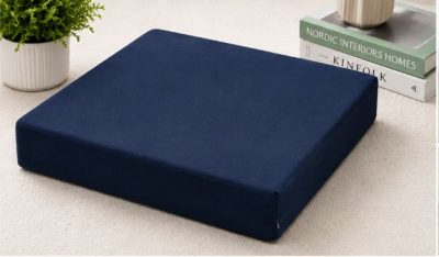 Square Memory Foam Seat Cushion with Cotton Cover – Navy Blue Support Cushion 40 x 40 cm