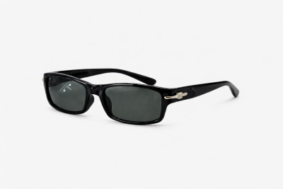 Men’s Rectangular Sunglasses – Black Frame & Dark Grey Lenses