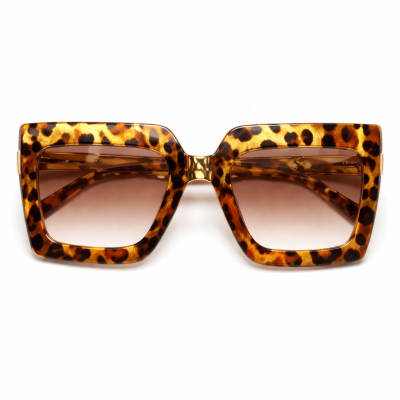 Oversized Leopard Square Sunglasses – Brown Orange Fashion Frame