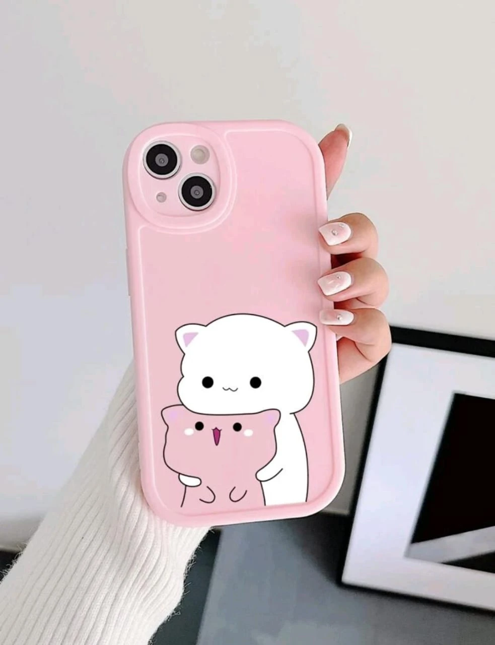 Cute Pink Cat Phone Case – Soft Silicone – Light Protection