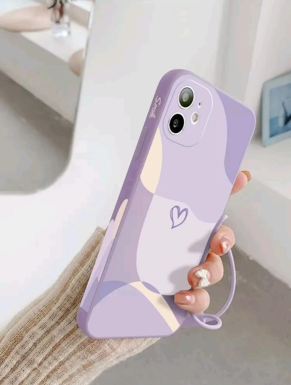 Purple Girly Phone Case – Heart Design with Soft Grip Band