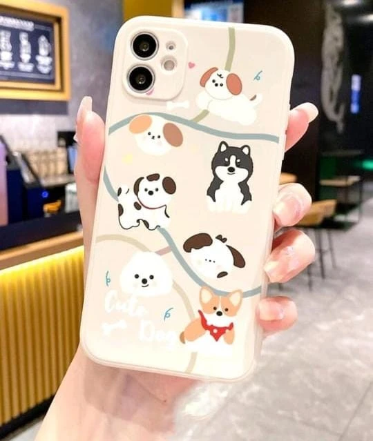 Cute Dog Cartoon Phone Case – Soft Silicone Cover with Adorable Puppy Design
