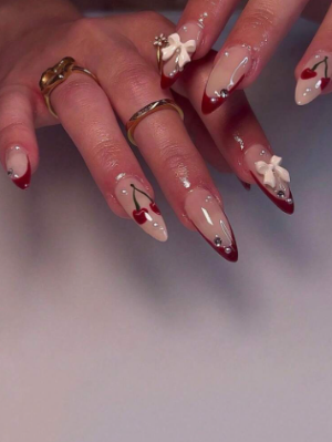 French Cherry Press-On Nails (24 Pieces)