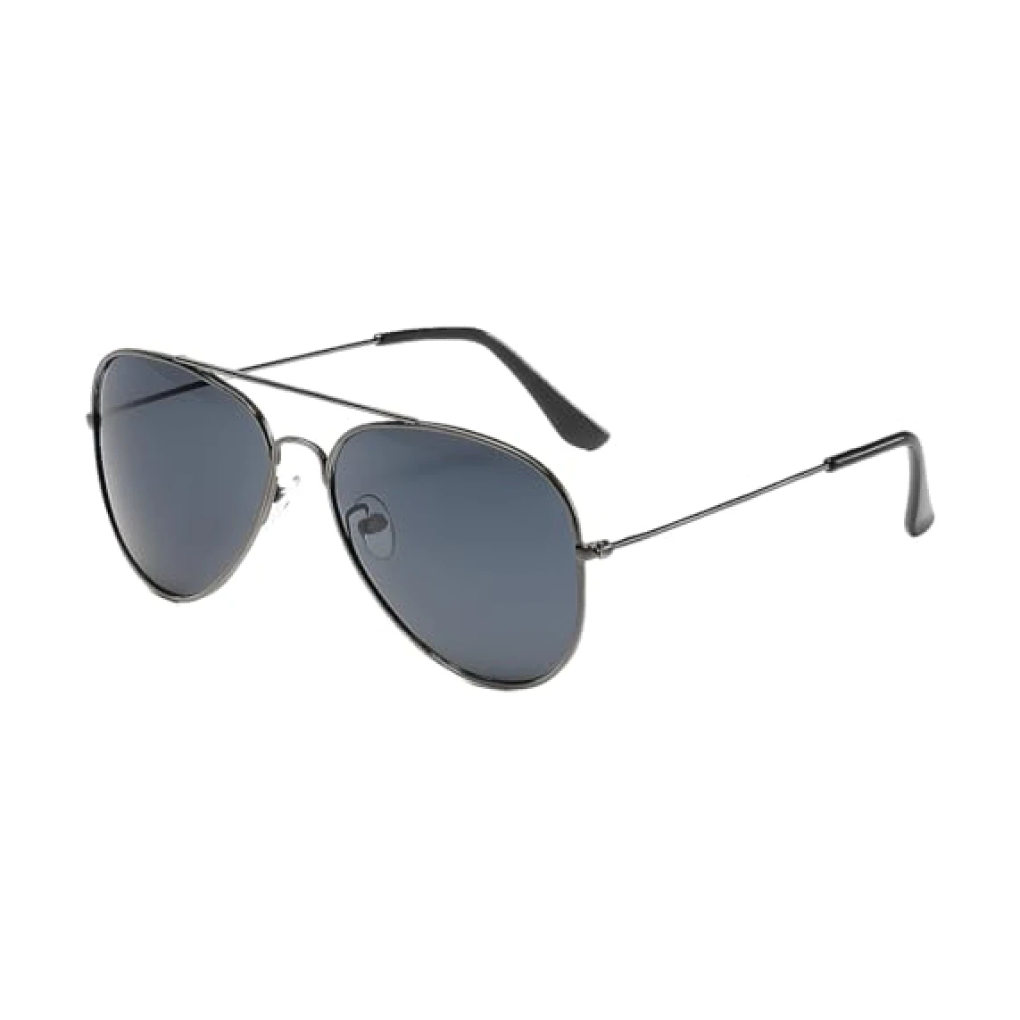 نظارة شمس Aviator للرجال والنساء – عدسات رمادي غامق – إطار معدن أسود لامع – تصميم كلاسيكي عصري