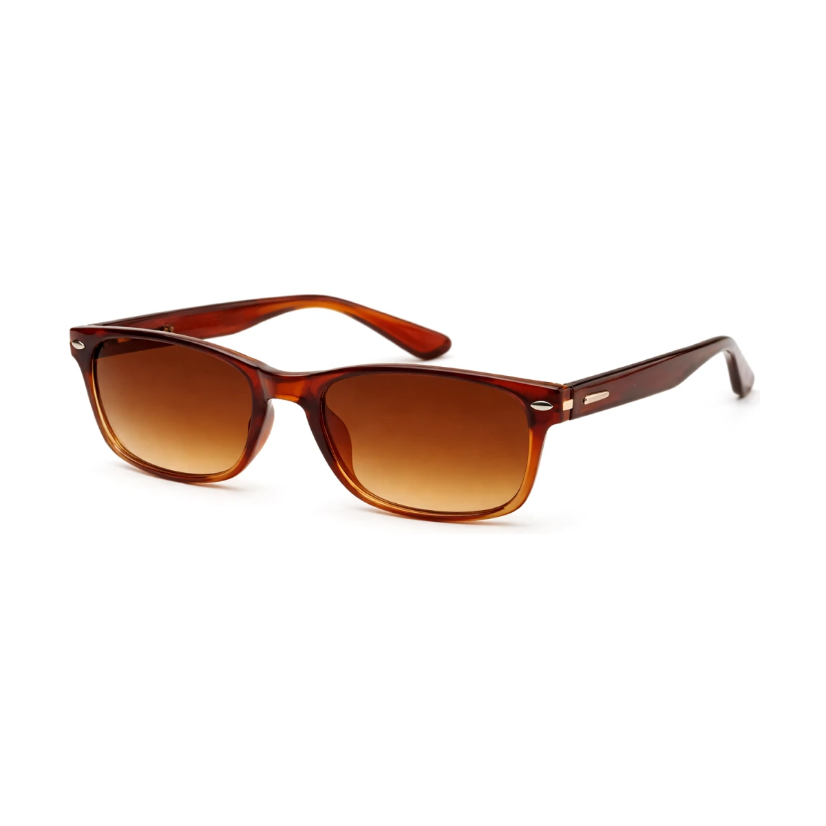 Men’s Classic Rectangular Sunglasses – Transparent Brown Frame & Brown Lenses