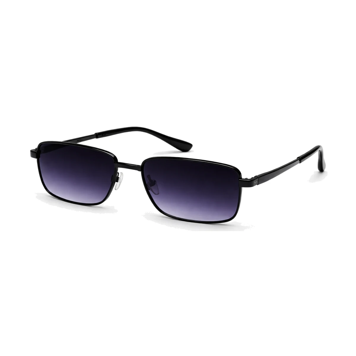Men’s Rectangular Sunglasses – Black Frame & Dark Purple Lenses