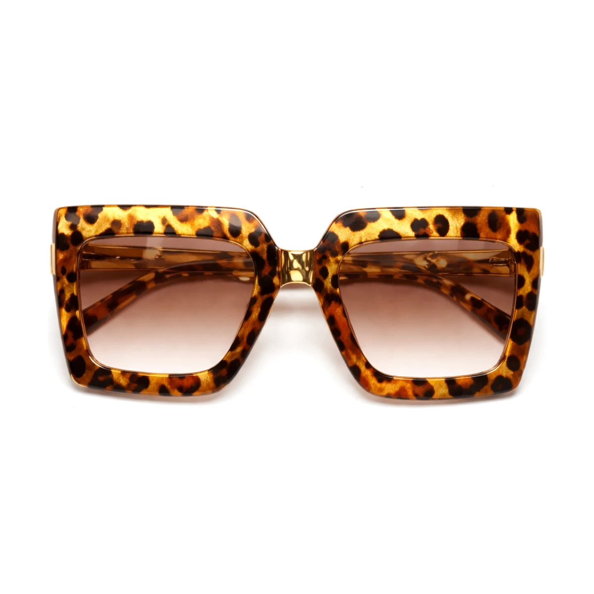 Oversized Leopard Square Sunglasses – Brown Orange Fashion Frame