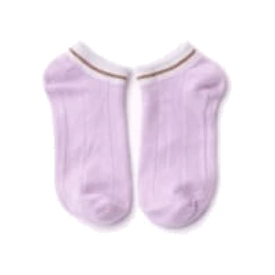 Girls Ankle Socks – Light Purple Short Socks with White and Brown Trim