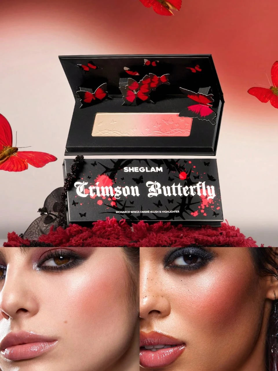 SHEGLAM Crimson Butterfly – Blush & Highlighter Palette