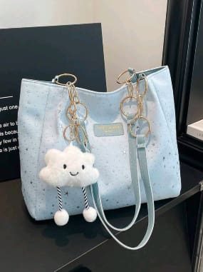 Girls Light Blue Tote Bag with Cloud Charm – SHEIN Fast Delivery in 5 Days