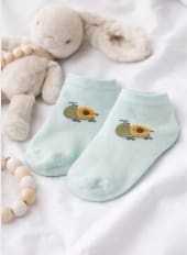 Girls Ankle Socks – Mint Green Short Socks with Kiwi Fruit Print