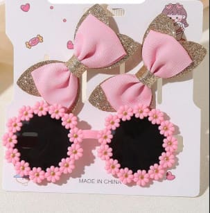 SHEIN Kids Flower Sunglasses & Bow Hair Clips Set – Cute Girls Accessories Set, SHEIN Fast Delivery in 5 Days