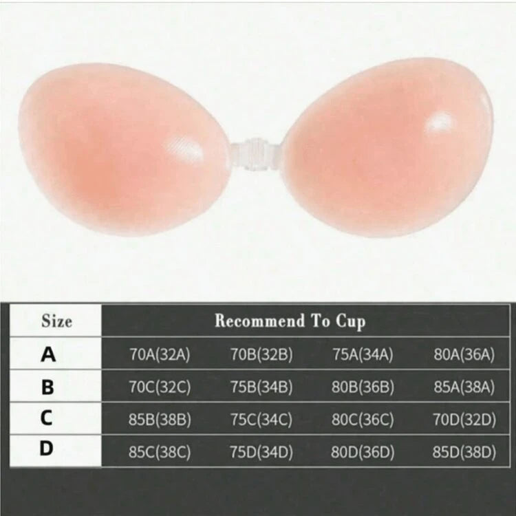 Women Invisible Strapless Sticky Bra – Push Up Adhesive Silicone Bra