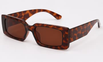 Women’s Oversized Square Sunglasses – Dark Tortoise Frame – Brown UV Fashion Shades