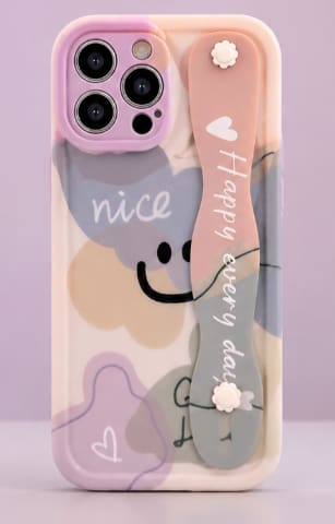 iPhone 14 Pro Max Case Set – Cute Cartoon Design with Strap & Grip Holder – Shockproof Protective Cover