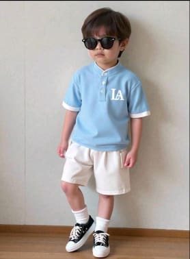 Boys Blue Polo Shirt and White Shorts Set – SHEIN Fast Delivery in 5 Days