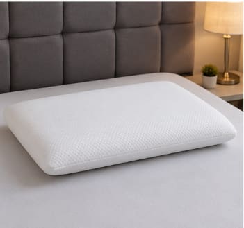 Mo Flat Memory Foam Pillow with Cotton Cover – White Support Pillow 45 x 65 cm