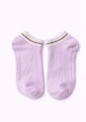 Girls Ankle Socks – Light Purple Short Socks with White and Brown Trim