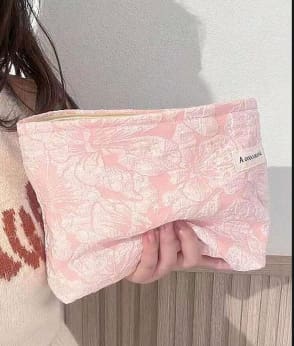 Pink Quilted Floral Clutch Pouch