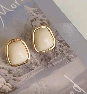 Women’s Ivory Stone Gold-Tone Stud Earrings