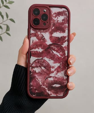 iPhone 12 Pro Max Case – Matte Lip Print Design – Shockproof Protective Cover for Women