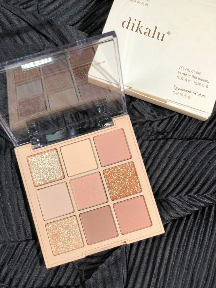 DIKALU 9 Colors Nude Eyeshadow Palette – Matte & Glitter Mix