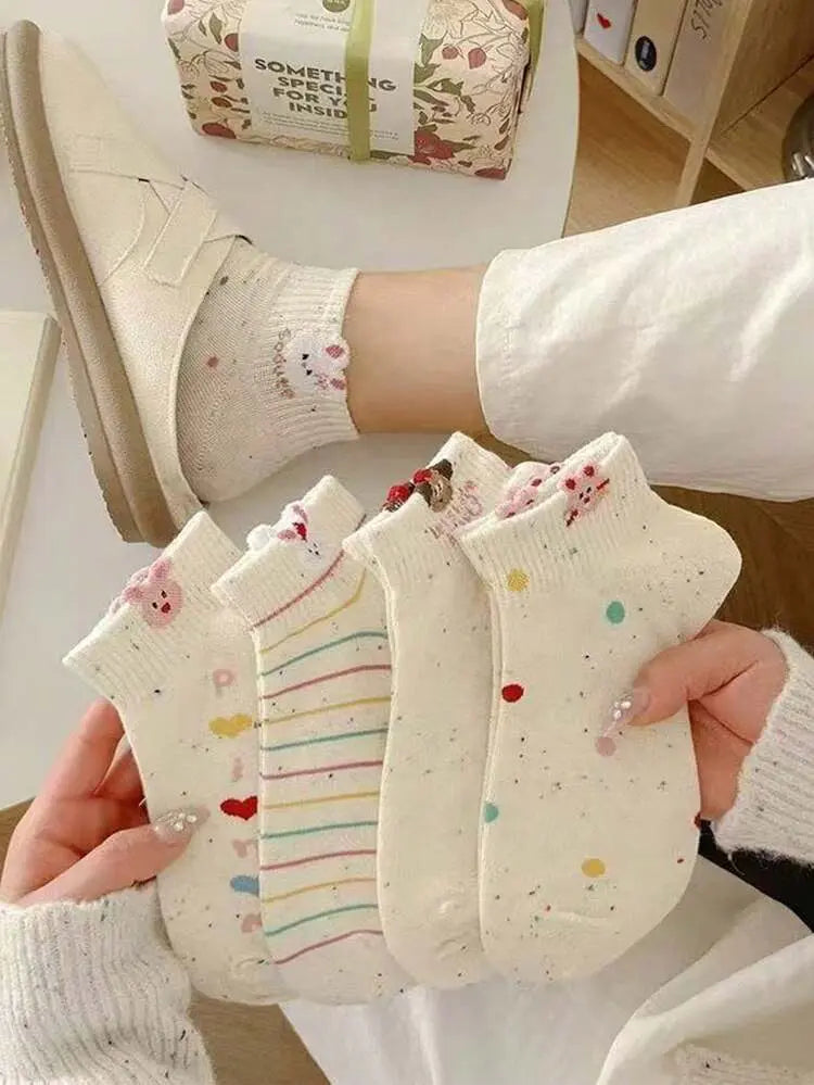 Cute Patterned Ankle Socks Set – Soft Cotton Everyday Socks for Women | Delicado