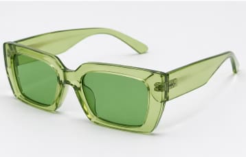 Women’s Oversized Square Sunglasses – Transparent Green Frame – Green Fashion Statement Shades