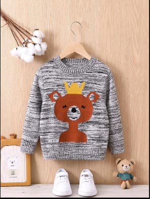 Kids Grey Bear Crown Knit Sweater – SHEIN Fast Delivery in 5 Days