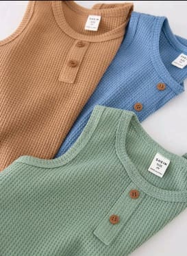 SHEIN Boys 3-Piece Waffle Knit Sleeveless Tops Set