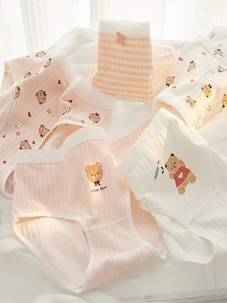 Women Cotton High Waist Panties Set – Cute Bear Print | Shein Instant Delicado